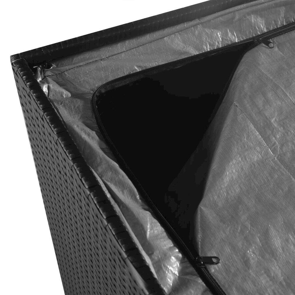 Alt View 2. vidaXL - vidaXL Outdoor Storage Box Black PE Rattan, Powder-Coated Steel - Black.