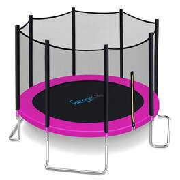 SereneLife - SLTRA10PNK 10FT Trampoline, Backyard, ASTM Approved, Safety Net, L-Shaped Legs, 264 lbs Capacity
