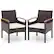 Front. Costway - Patio Dining Chairs Set of 2 with Acacia Wood Armrest Heavy Duty Metal Frame - Mix Brown + Off White.