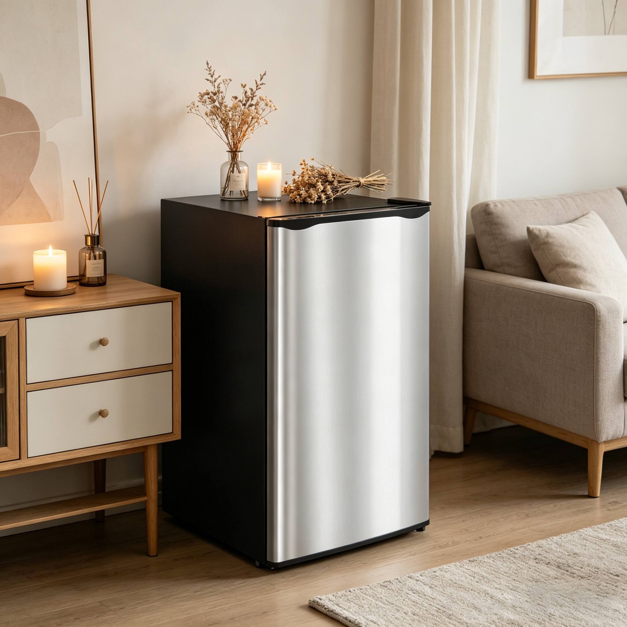 Alt View 3. VAVSEA - Compact Mini Refrigerator with Freezer Adjustable Shelves Reversible Door 3.2 Cu Ft - Black.