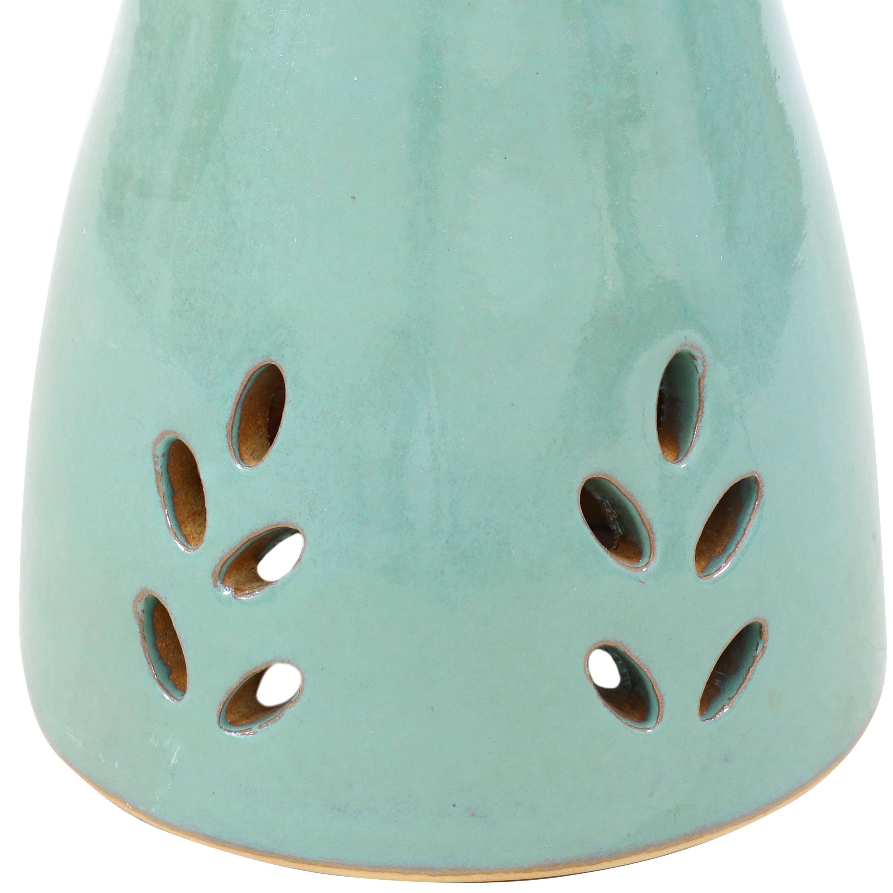 Alt View 10. Sunnydaze - Classic Outdoor Cut-Out Ceramic Bird Bath - 20.5 in - Seafoam.