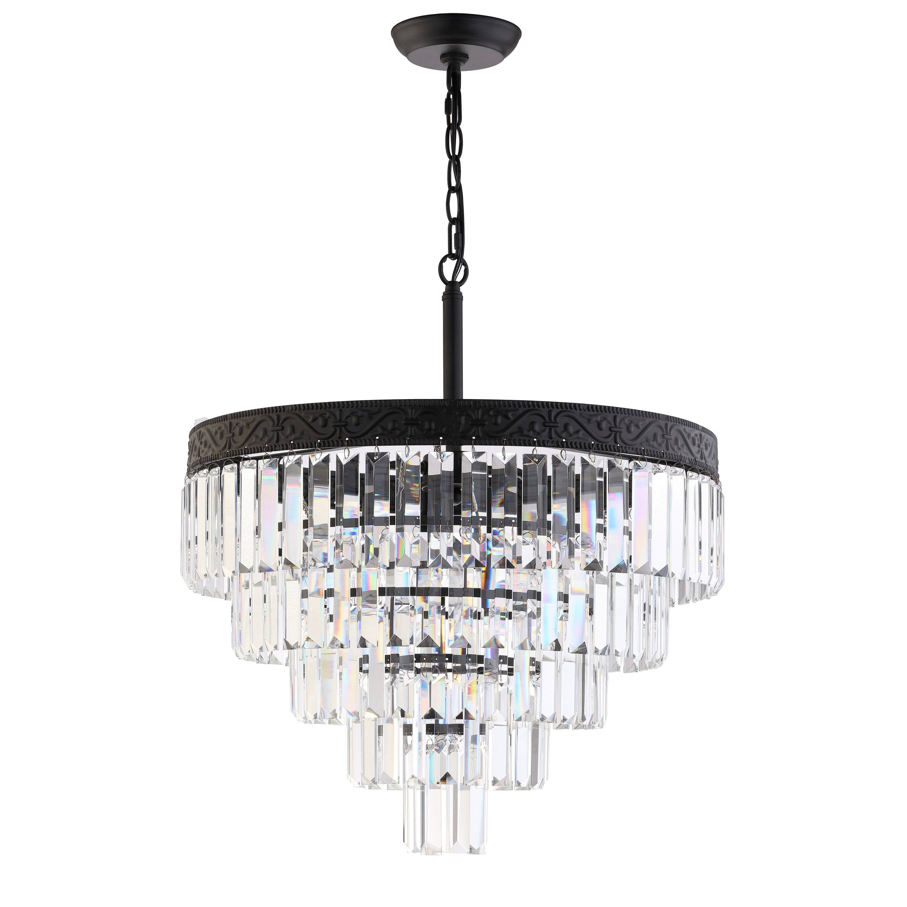 Alt View 8. Jonathan Y - Wyatt 20" 4-Light Crystal LED Chandelier, Bronze/ Clear - Bronze / Clear.