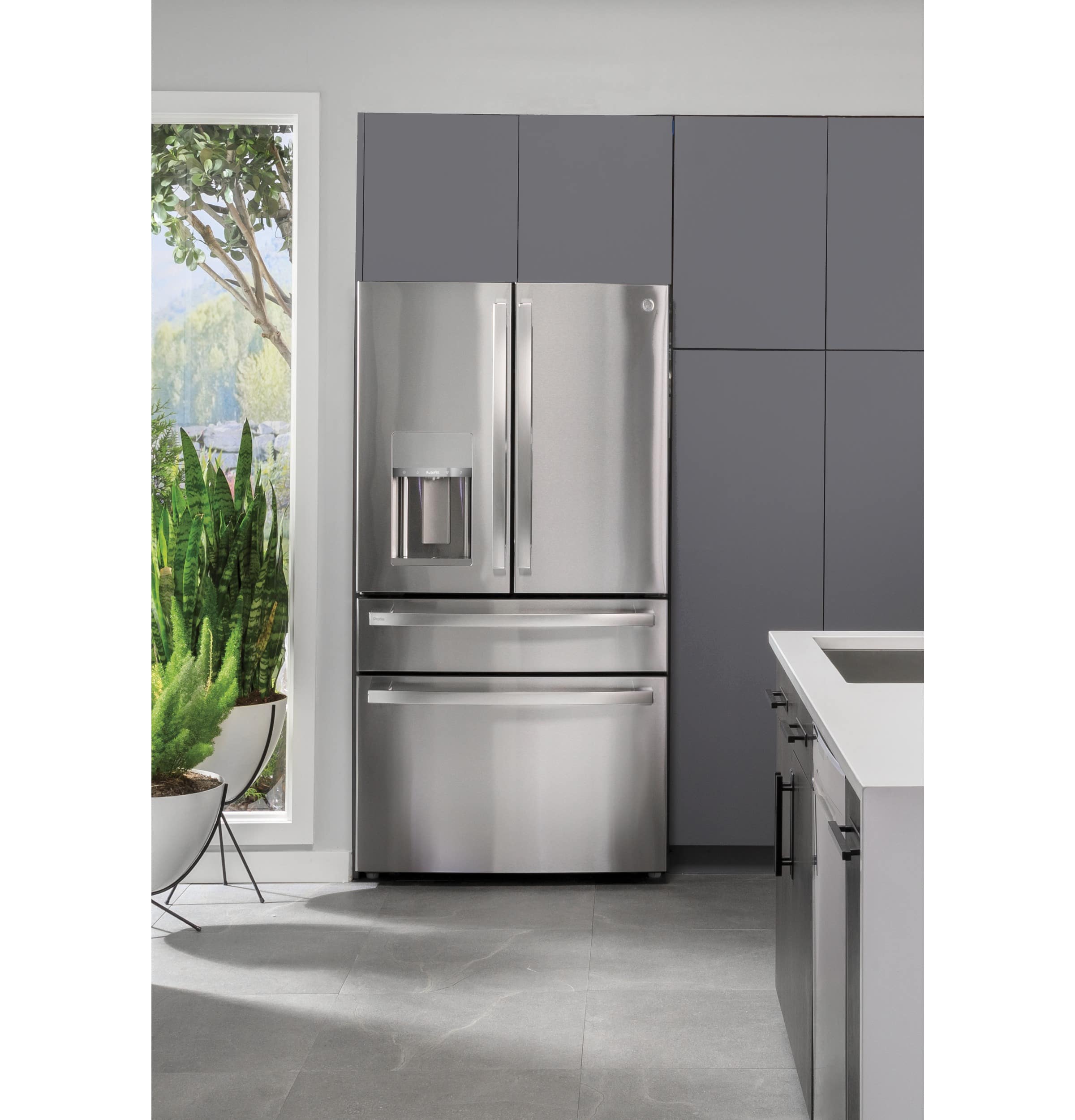 Alt View 31. GE Profile - 22.3 Cu. Ft. 4-Door French Door Counter-Depth Smart Refrigerator with Door-in-Door Storage - Stainless Steel.