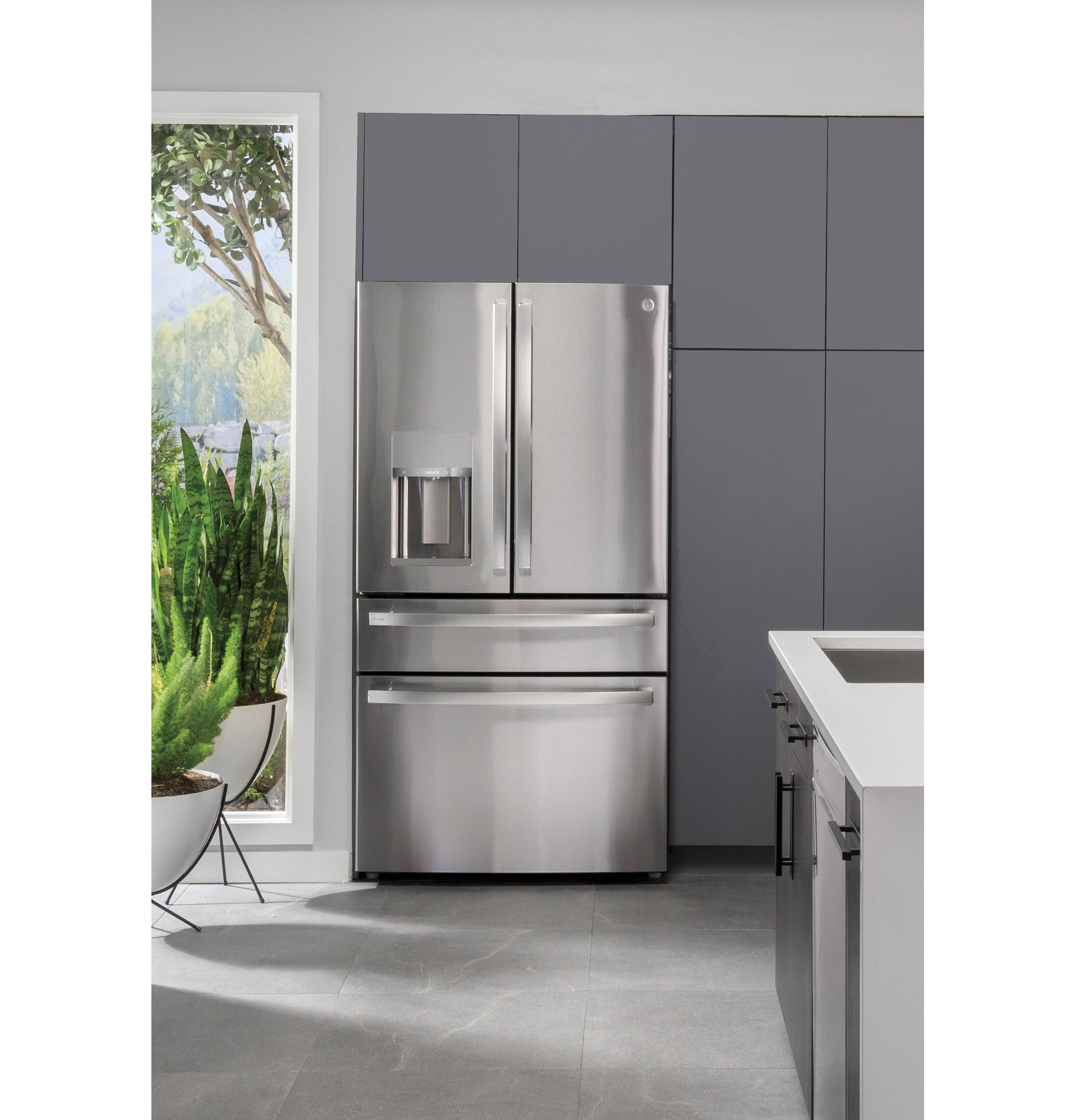 Alt View 31. GE Profile - 22.3 Cu. Ft. 4-Door French Door Counter-Depth Smart Refrigerator with Door-in-Door Storage - Stainless Steel.