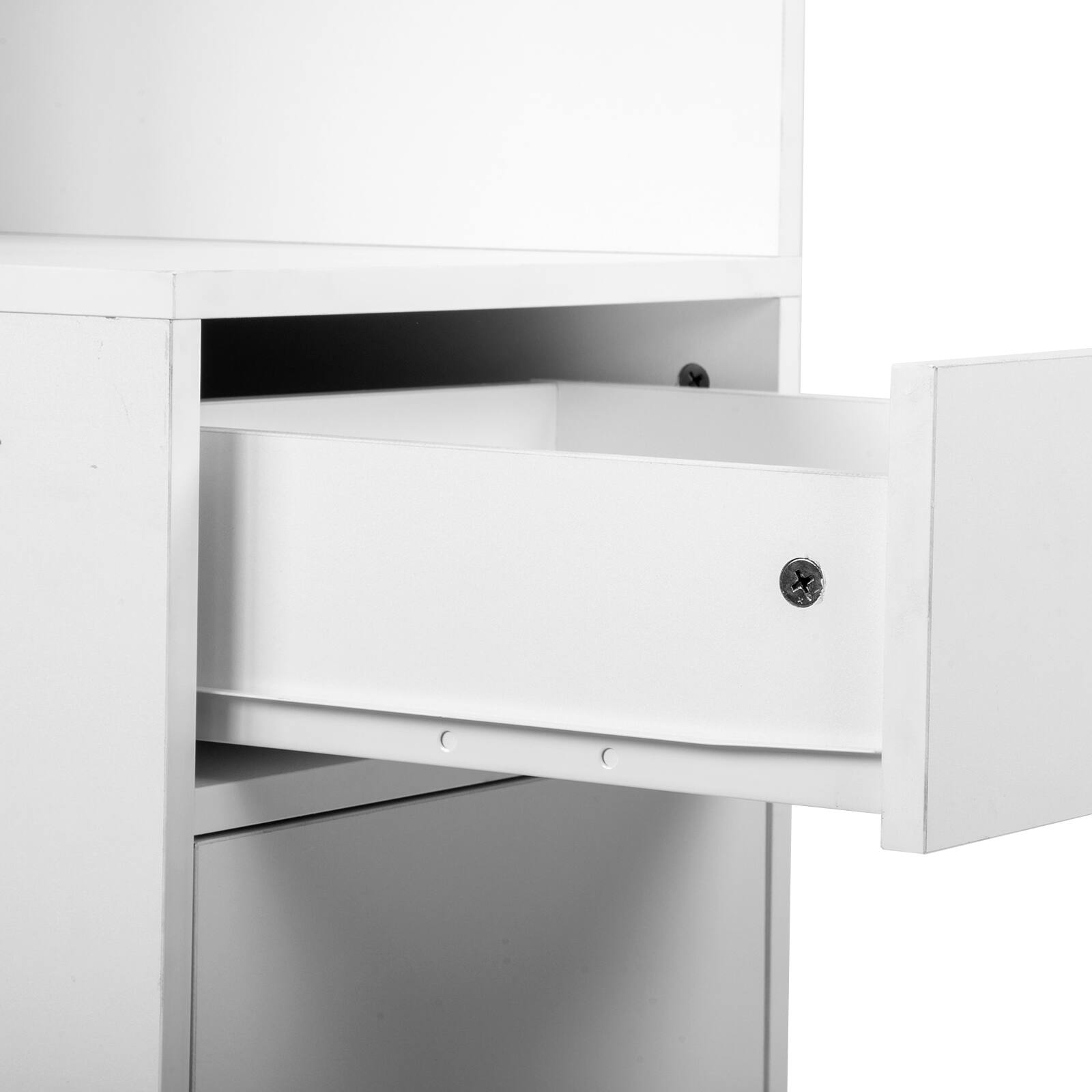 Alt View 5. Winado - Salon Corner Storage Cabinet, Wall Mount Salon Station with Lockable Drawer, Bottom Cabinet - White.