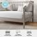 Martha Stewart daybed frame with spindled design, 8.5" underbed clearance for storage, no box spring required.