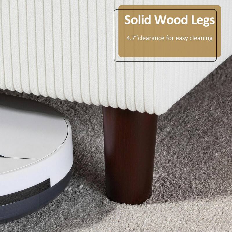 Solid Wood Legs  
4.7" clearance for easy cleaning