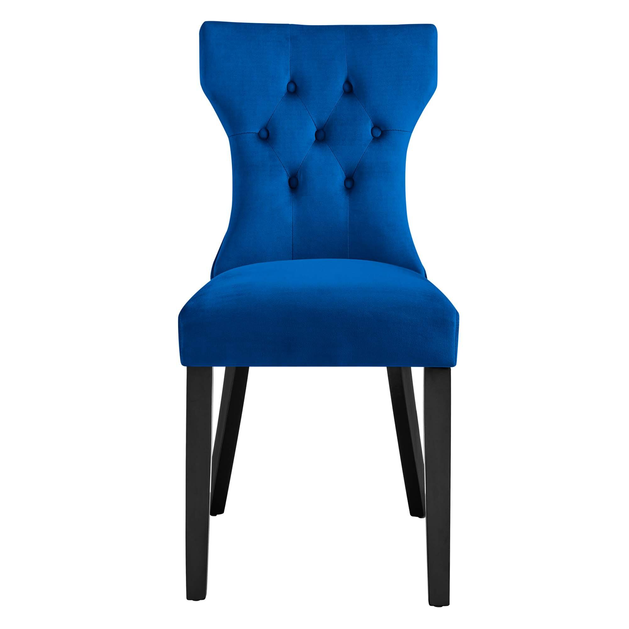 Alt View 4. Modway - Silhouette Performance Velvet Dining Chairs Set of 2 by Modway - Navy.