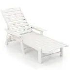 Front. Costway - Costway Patio Lounge Chair Chaise Adjustable Back Weatherproof HDPE Cup Holder - White.