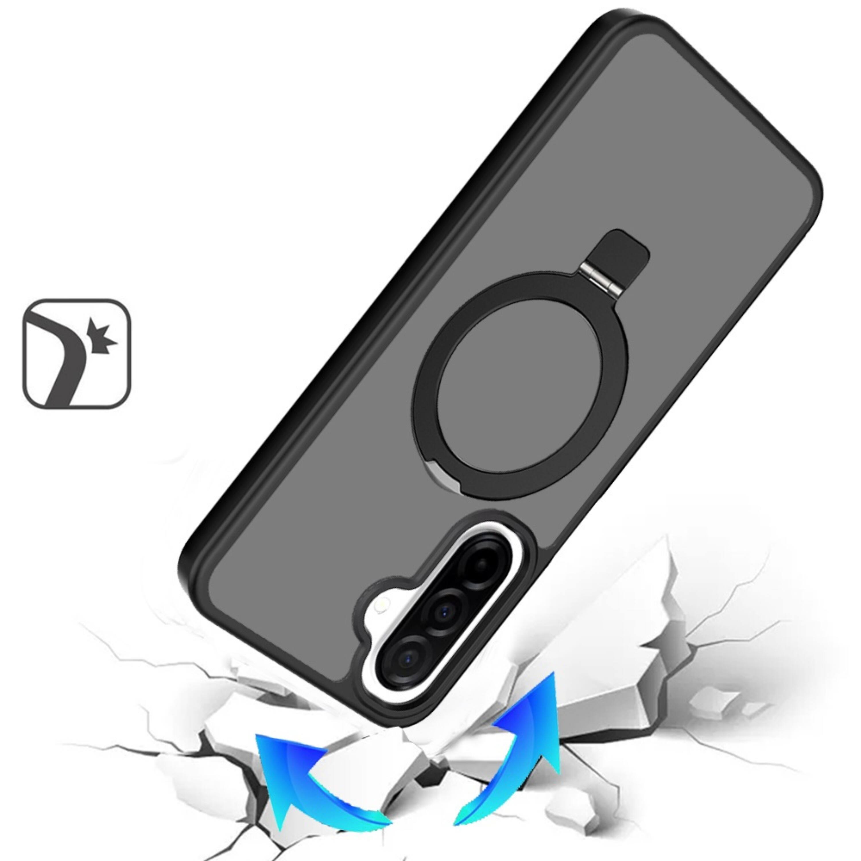 Left. Kitcheniva - Metal Circle Ring Stand Rugged Phone Case With Tempered Glass For Samsung A17 5G Light Purple - Light Purple.
