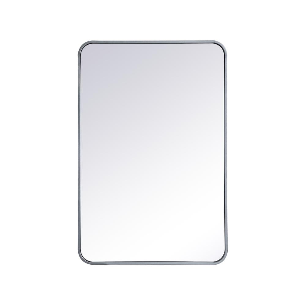 Back. Elegant Decor - Soft corner metal rectangular mirror 24x36 inch in Silver - Silver.