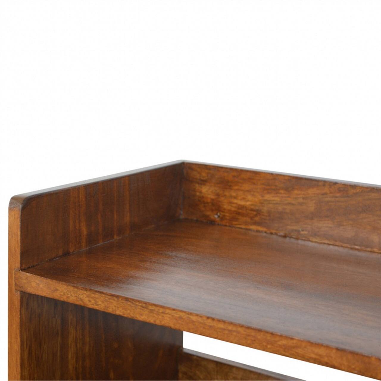 Alt View 2. Artisan Furniture - Artisan Furniture Solid Wood Chestnut Nordic Storage Bench, 2 Open Slots, Dark Brown - Dark Brown.