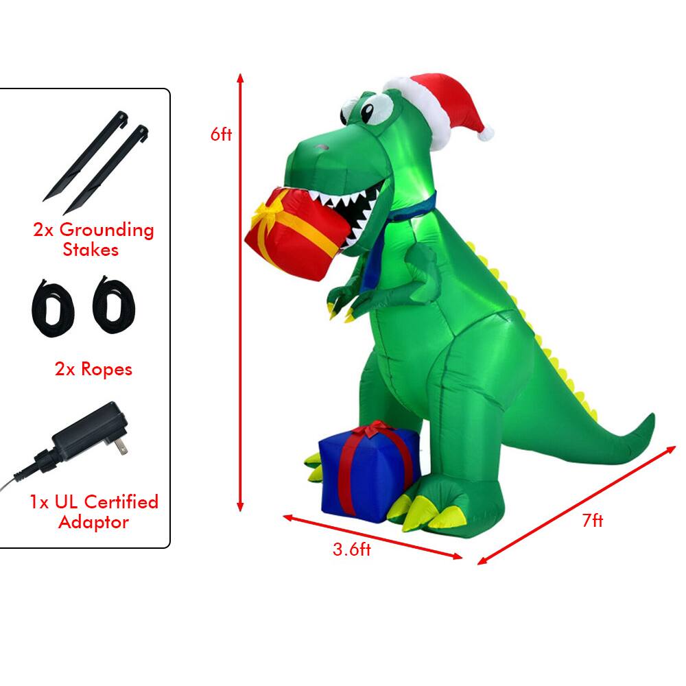 - 2x Grounding Stakes
- 2x Ropes
- 1x UL Certified Adapter
- Height: 7ft
- Width: 6ft
- Depth: 3.6ft