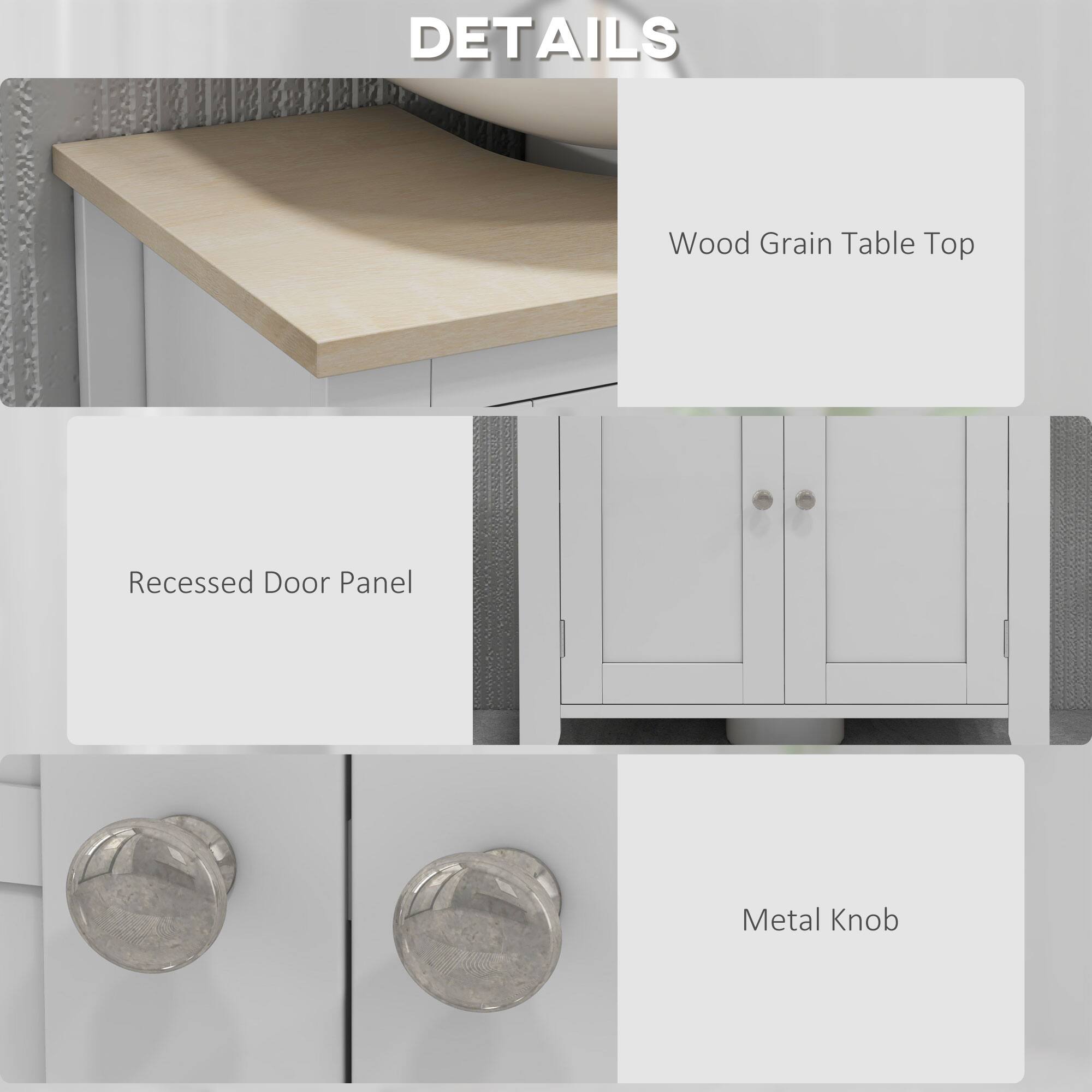 DETAILS
Wood Grain Table Top
Recessed Door Panel
Metal Knob