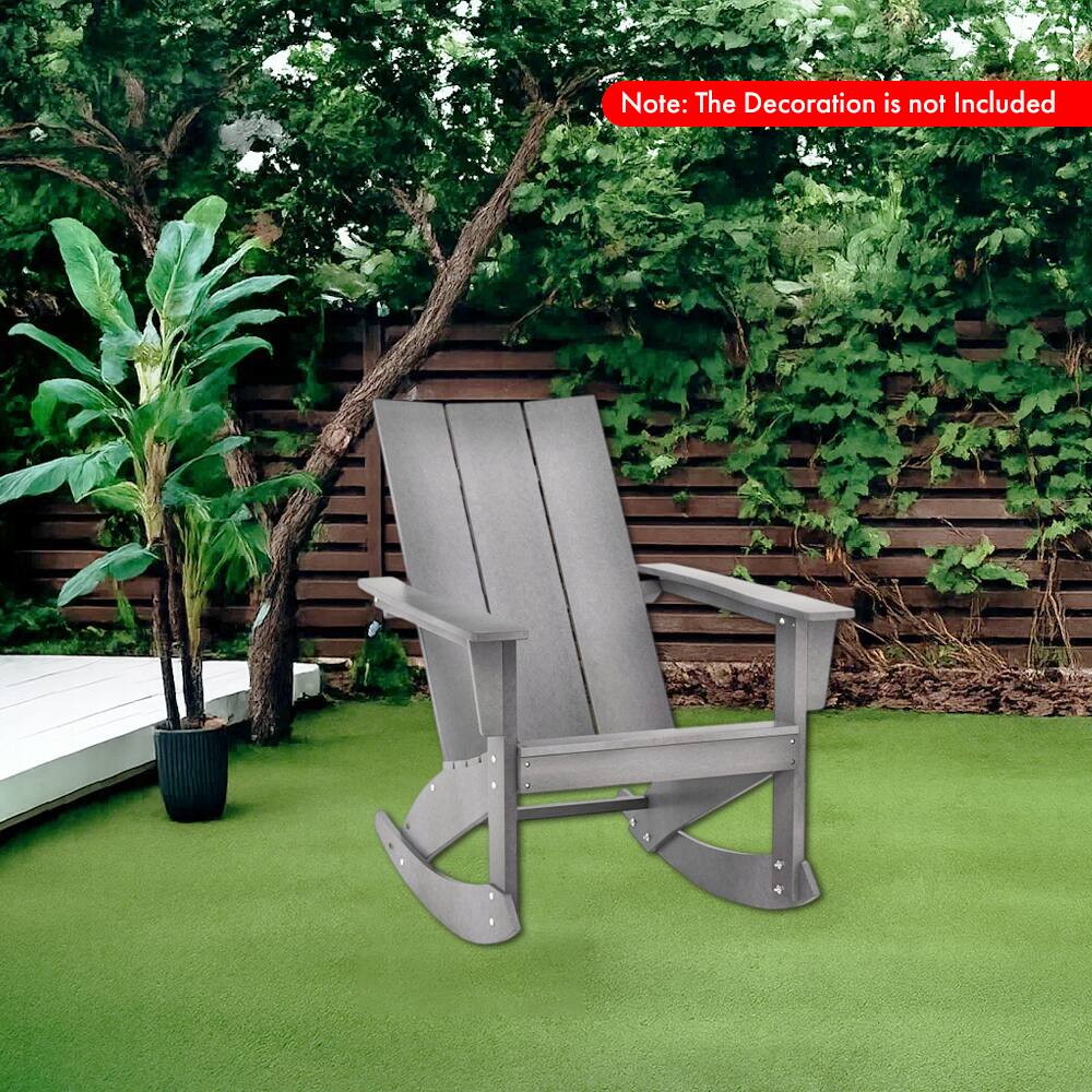 Angle. Hivvago - Rocking Adirondack Chair with Ergonomic Curved Back for Patio or Balcony - Gray.