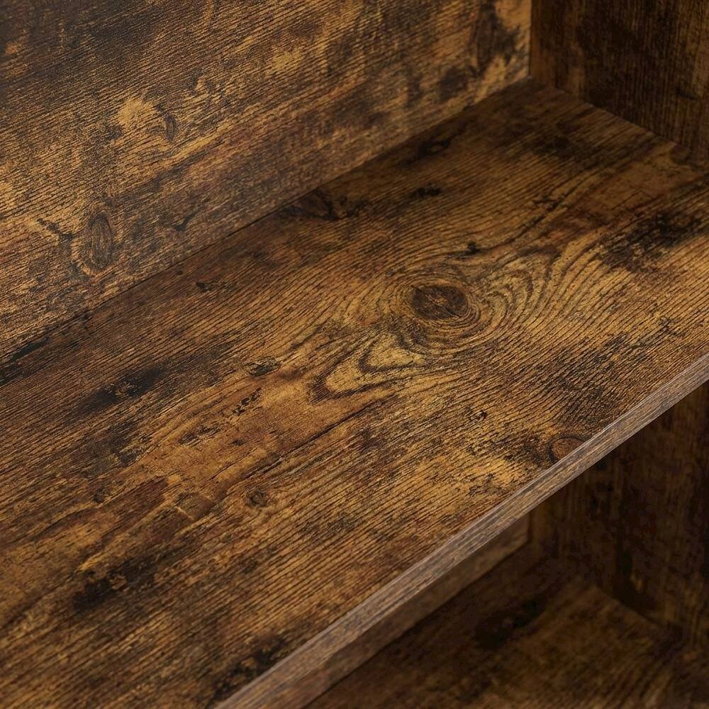 Alt View 1. FurniFact - Wood Bookcase in Brown with Spacious Shelving for Organization - Amber Pine.