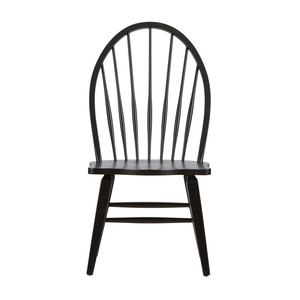 Left. Liberty Furniture Industries - Hearthstone Ridge Windsor Back Side Chair - Black-Set of 2 in Tobacco - Brown.