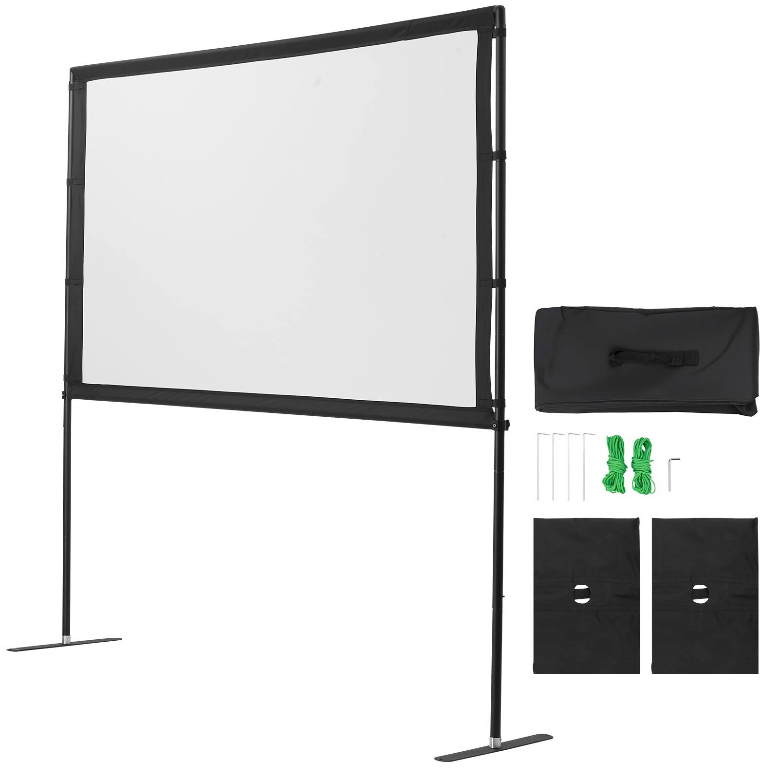 Alt View 5. VEVOR - Projector Screen with Stand, 80 Inch 160° Wide Angle Indoor Outdoor Projection Screen, 16:9 4K HD Dual-Stand Screens - Black.