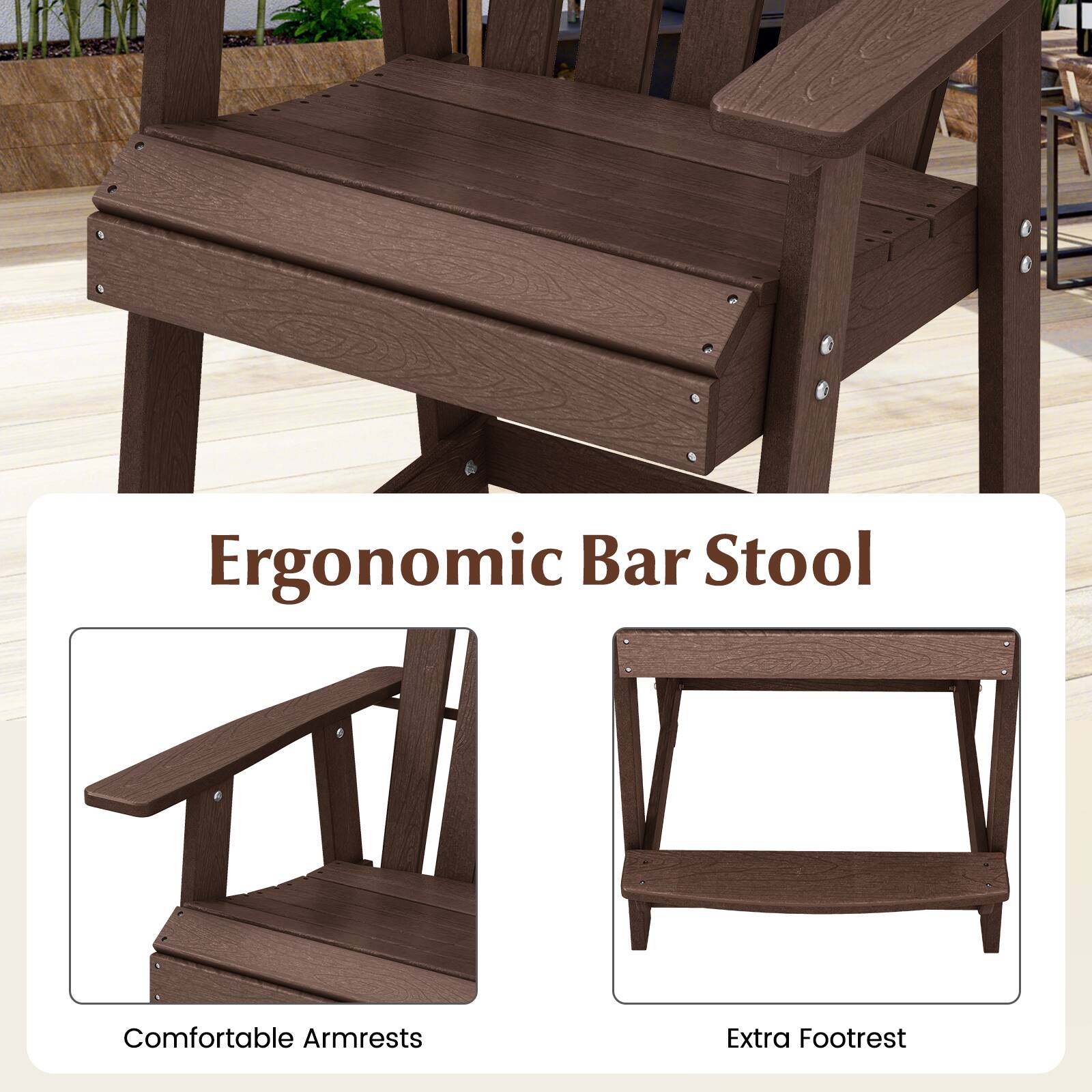 Ergonomic Bar Stool
Comfortable Armrests
Extra Footrest