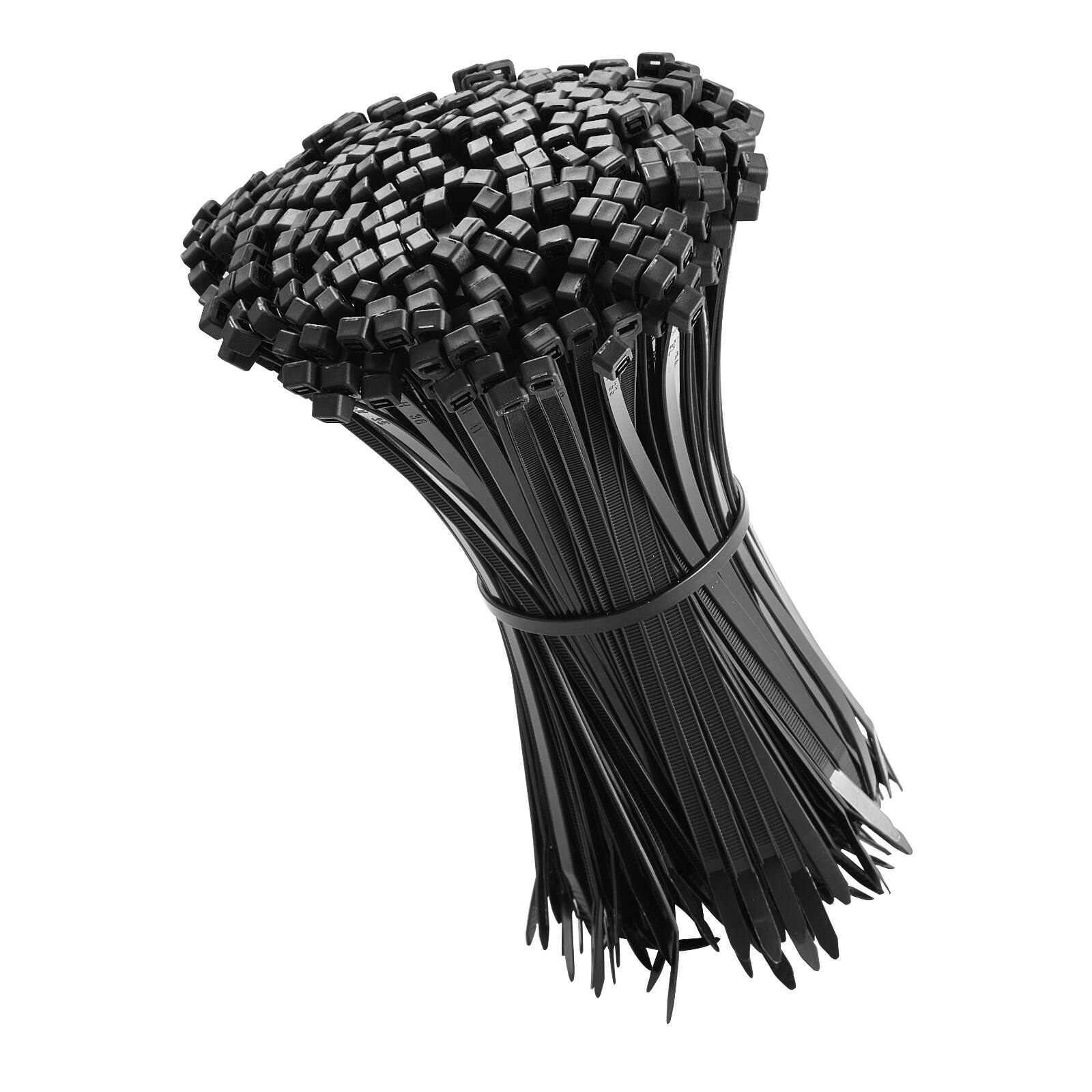Alt View 5. VEVOR - 1000 Pack Cable Zip Ties, 8-inch Heavy Duty Cable Wire Ties with 45LBS High Tensile Strength, Multi-Purpose Self-Locking - Black.