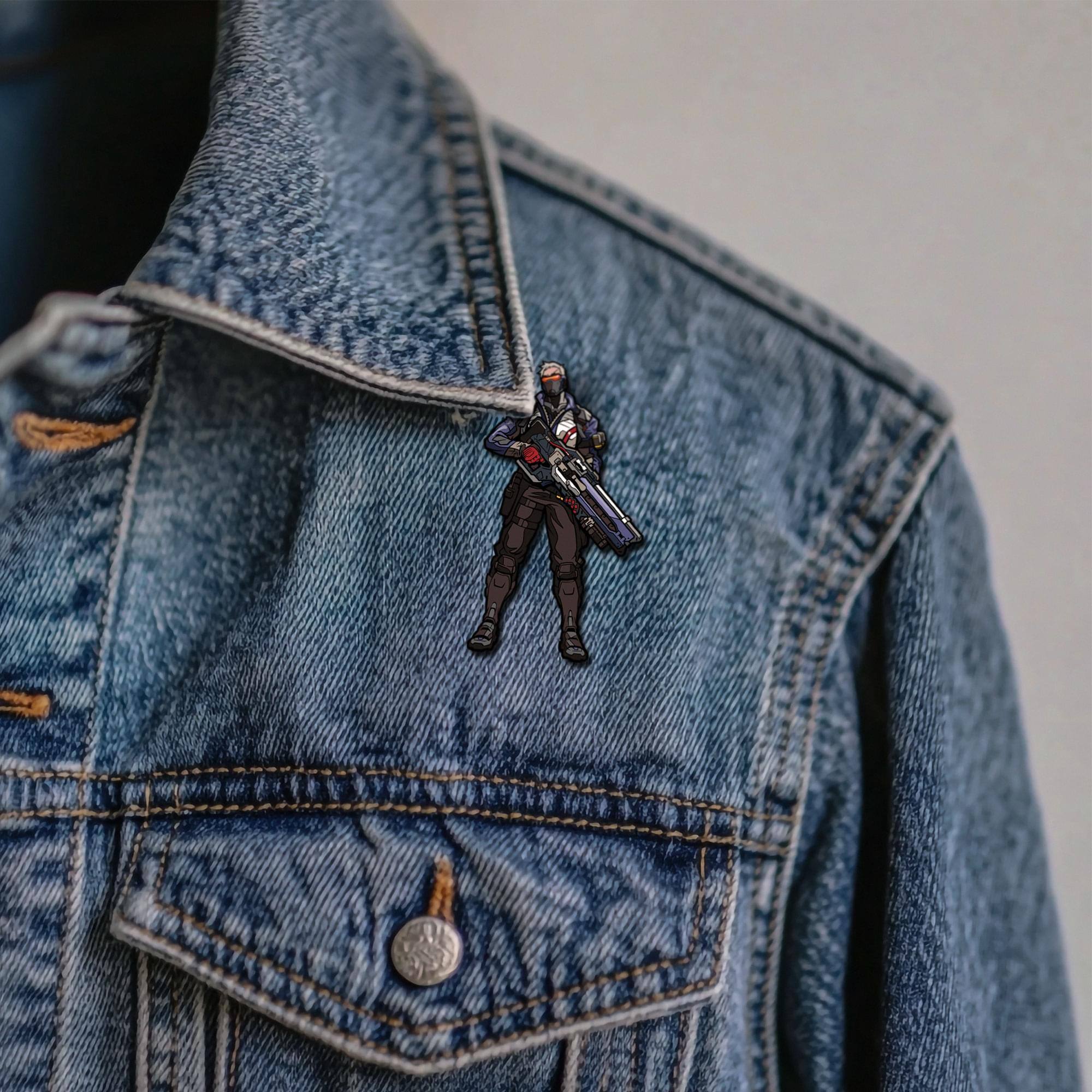 Alt View 2. CMD Collectibles - Overwatch 3-Inch Collectible Enamel FiGPiN Wave 1 - Soldier 76 - Multicolored.
