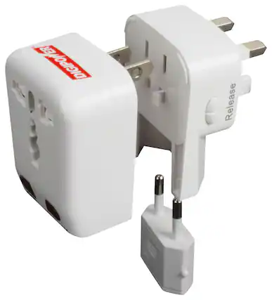 Front. Digipower - World Travel USB Power Adapter - White.