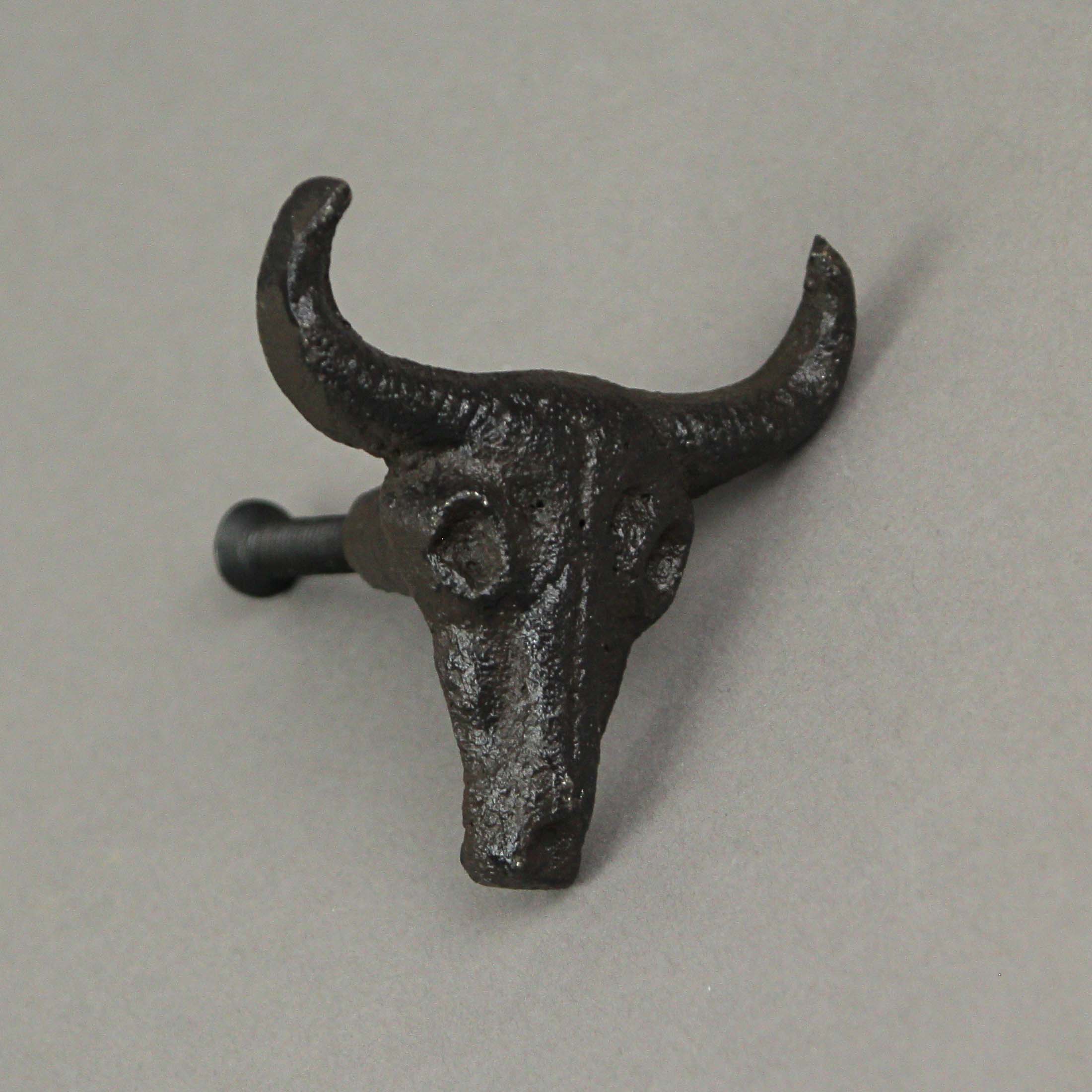 Alt View 10. Zeckos - Set of 6 Cast Iron Steer Skull Drawer Pulls Western Home Decor Cabinet Knobs - Brown.