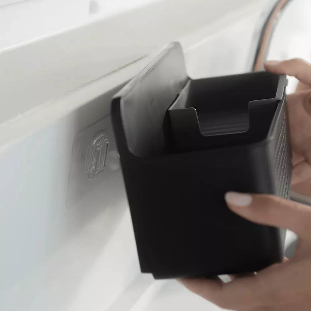 Alt View 1. OU - Hanging Sink Organizer, Self‑Adhesive Caddy with Removable Sponge Tray for Kitchen Storage - Black.