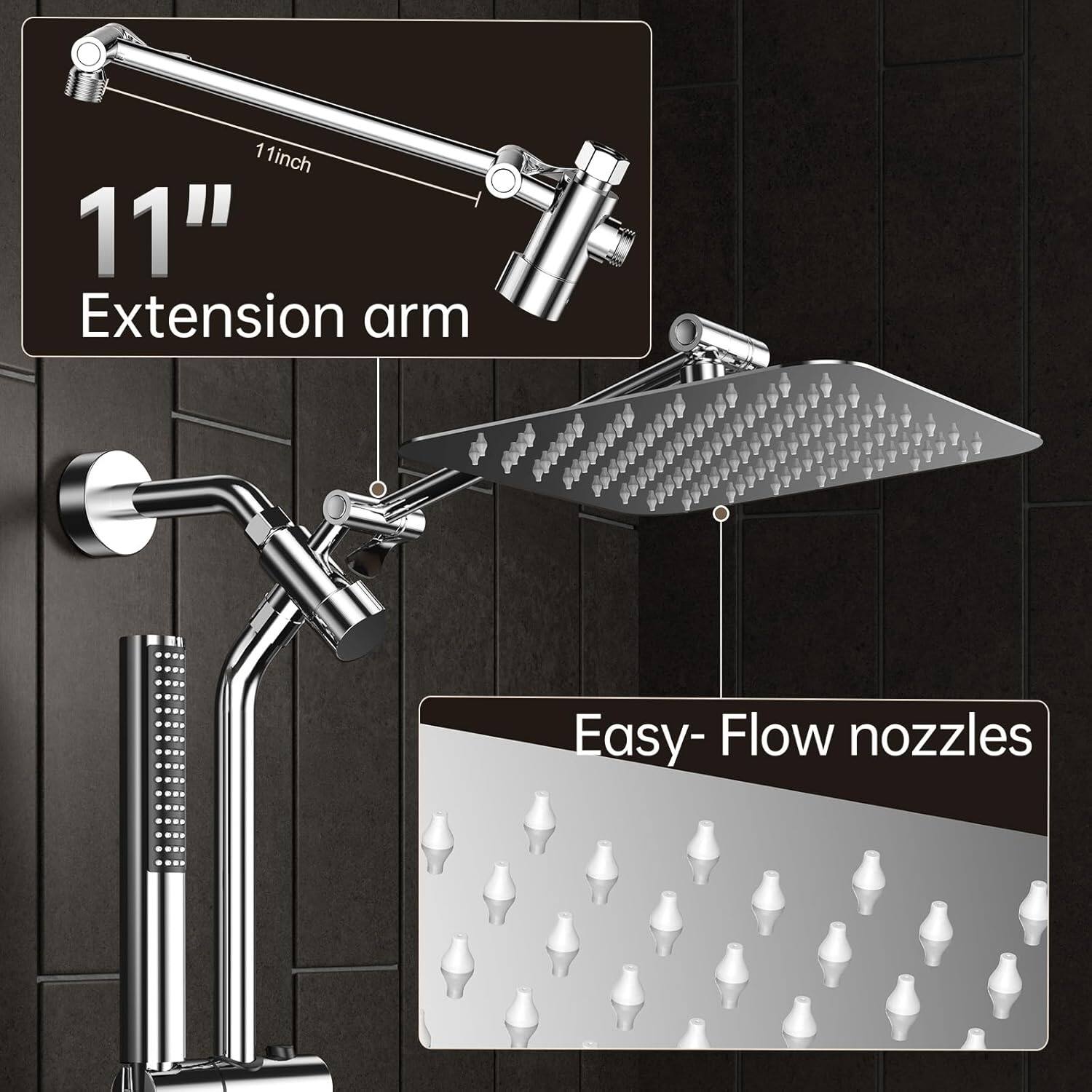 11" Extension arm  
Easy-Flow nozzles