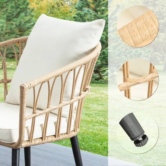 Alt View 2. Ainfox - Ainfox 3 PCS Patio Furniture Set,Wicker Table and Chairs All-Weather Wicker Outdoor Furniture,for Porch Backyard - Beige.