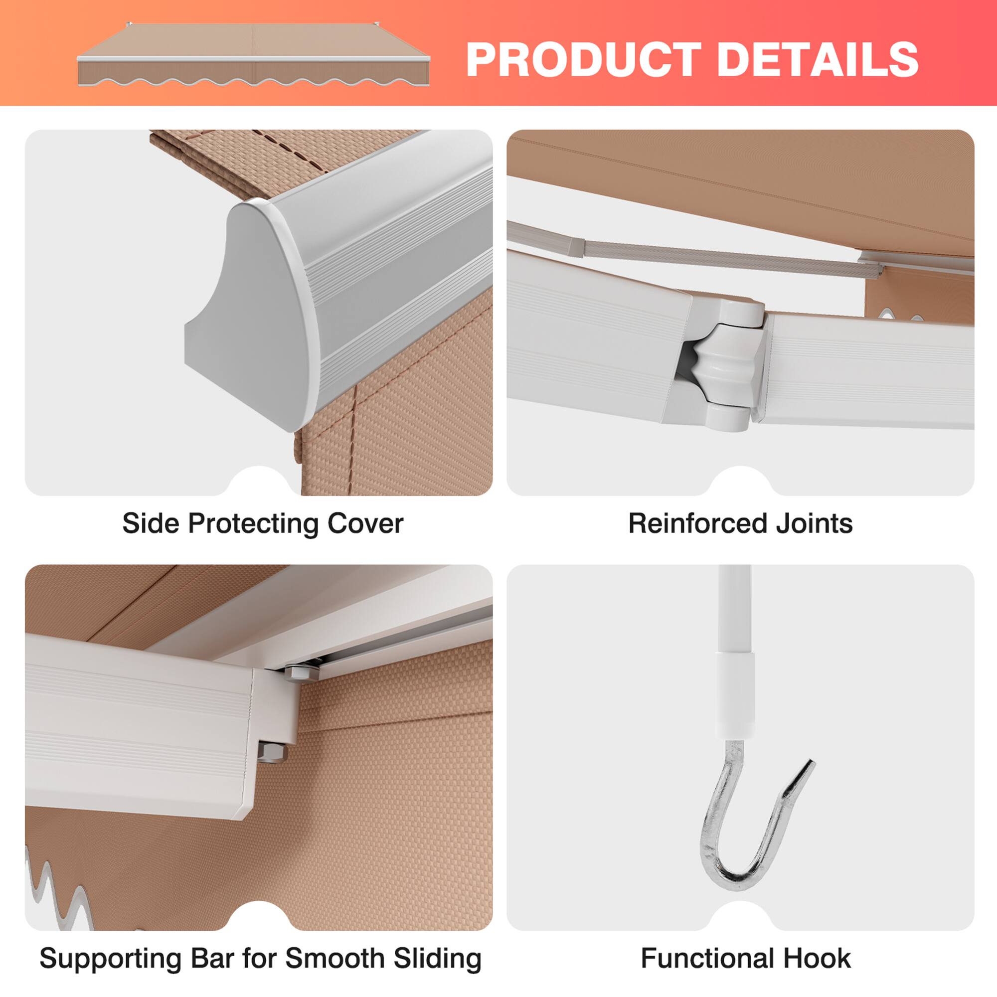PRODUCT DETAILS

- Side Protecting Cover
- Reinforced Joints
- Supporting Bar for Smooth Sliding
- Functional Hook
