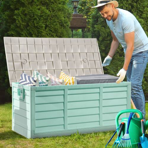 Alt View 7. Winado - 75 Gallon Portable Foldable Storage Deck Box Fast Installation Garden with Movable Wheels for Indoor Outdoor Storage - Light Green.