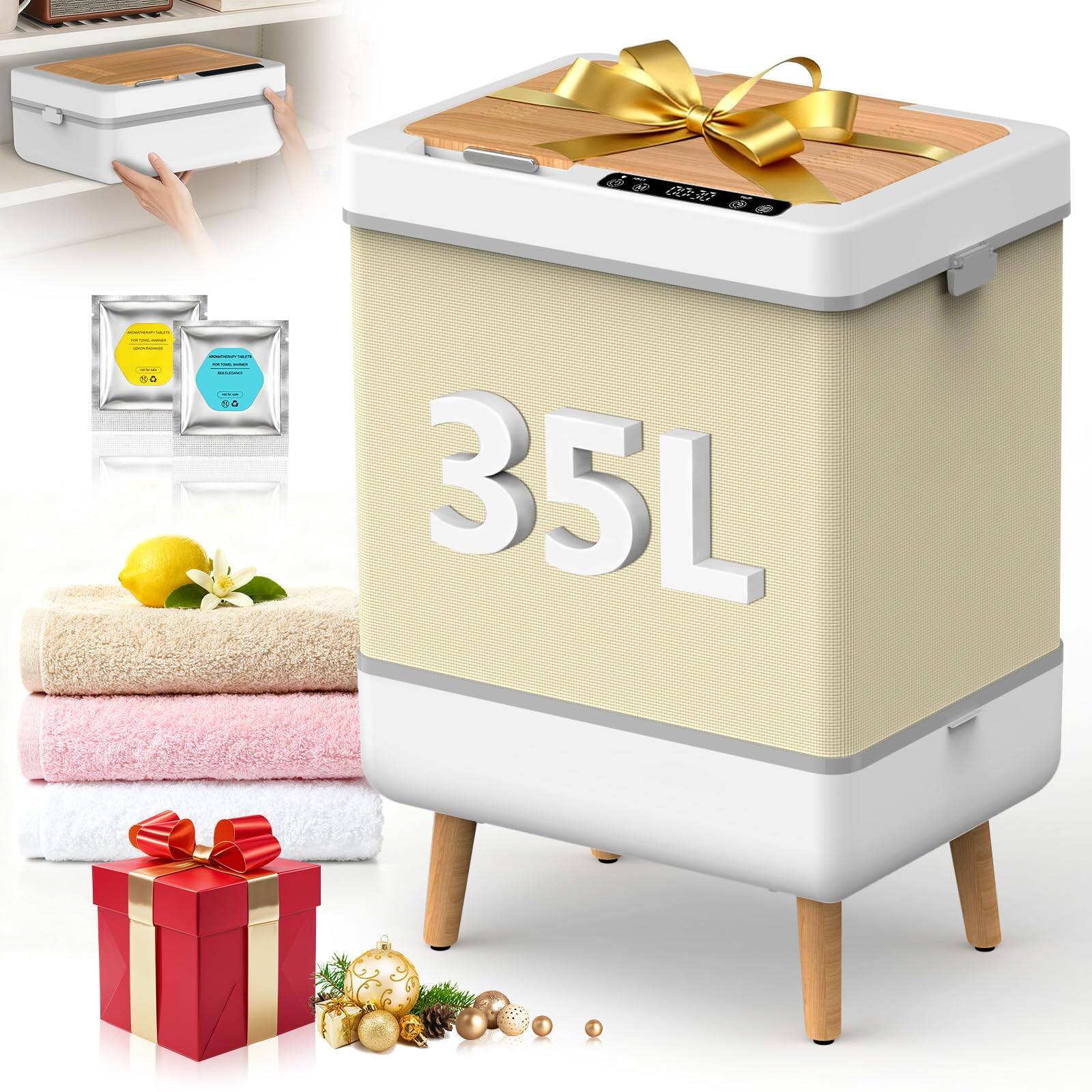 JETRANSPORT - Towel Warmer For Bathroom Home Spa & Outdoor 35l Large Foldable Hot Bucket Fast Heating Dryer Heater Etl - Default