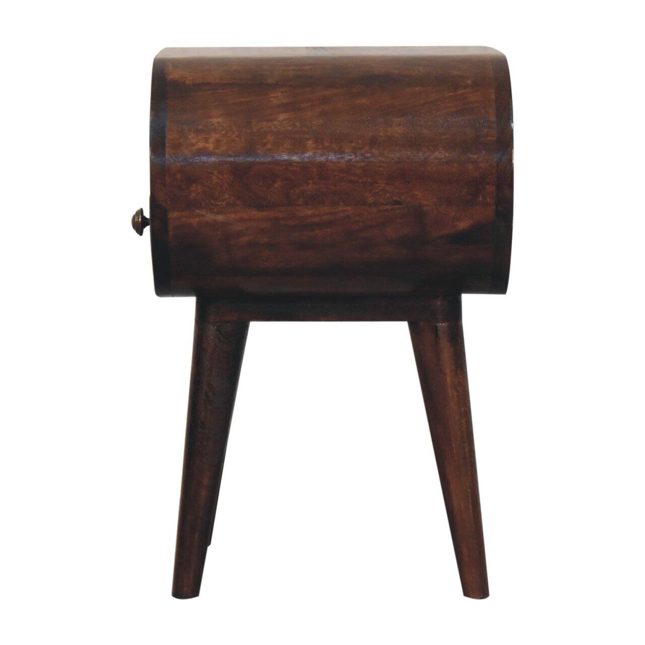 Alt View 5. Artisan Furniture - Artisan Furniture Solid Wood California Walnut Circular Bedside with 1 Drawer, 1 Open Slot, Nordic Legs, Dark Brown - Walnut Finish.