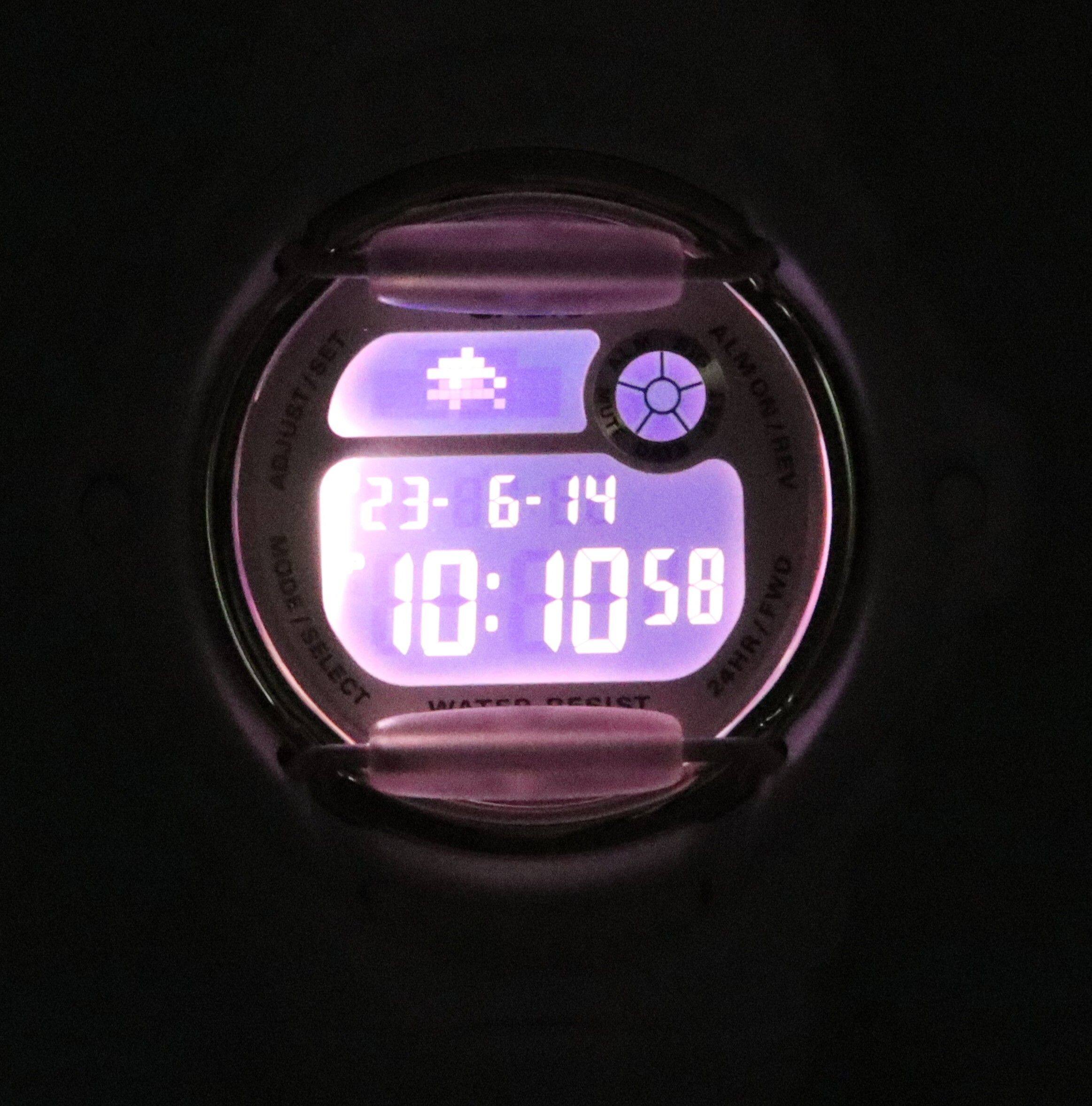 ADJUST/SET ALARM/REV 23-6-14  
MODE/SELECT 10:10:58  
WATER BECIST 24HR/FWD