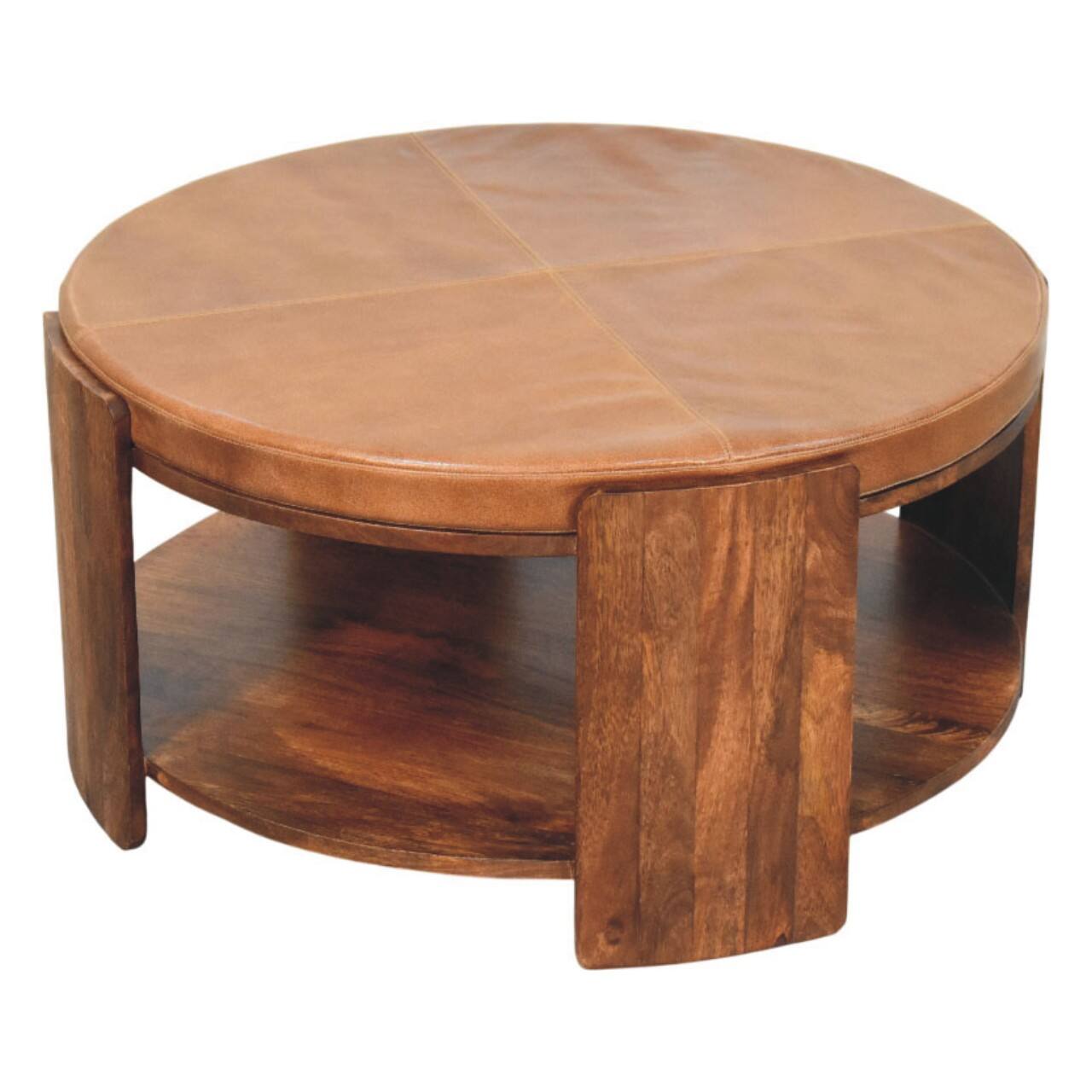 Alt View 2. Artisan Furniture - Artisan Furniture Solid Wood Savoy Leather Coffee Table - Brown.