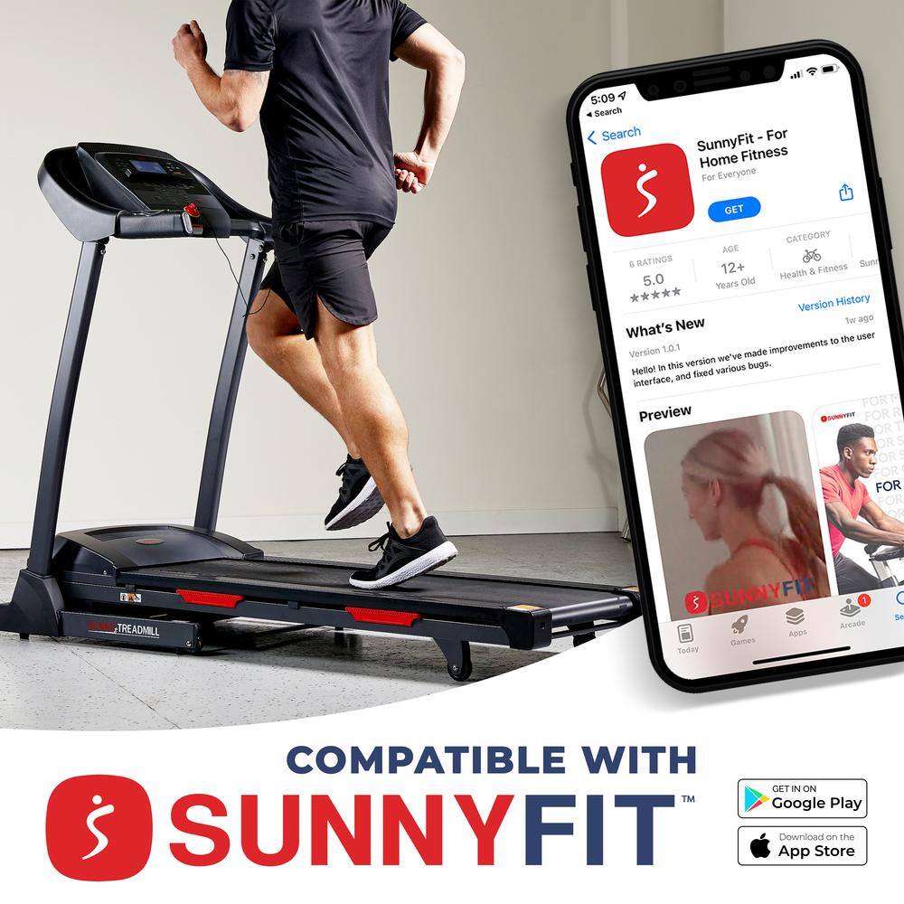 5:09 4 Search Search . For SunnyFit Fitness Home For Everyone GET CATEGORY ACE a RATINGS Sunn 12+ Health & Fitness 5.0 Years Old Version History New for ago What's the user to Version 1.0.1 made improvements version we've Hello! in this various bugs. and fixed interface, FORT Preview JUNTIT FOR R OR T OR OR FOR 1 TREADMILL s SUNNYFIT 1 Arcade Apps Camtes Tedday C T COMPATIBLE WITH CET IN ON TM Google Play SUNNYFIT App Download Store on the