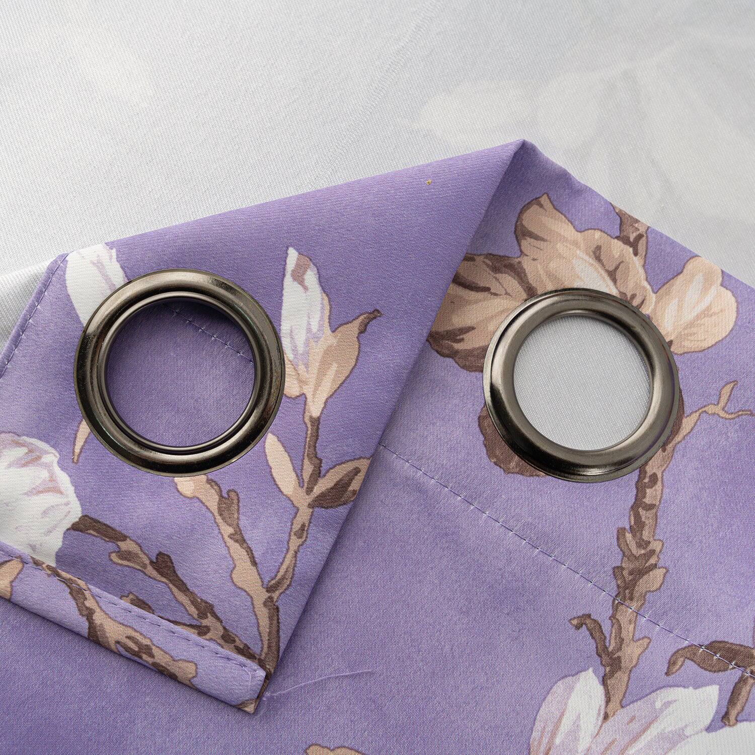 Back. Olivia Gray - Olivia Gray 100% Polyester 200 GSM Blossom Printed Blackout Grommet Curtain Panel 54" x 90" Lilac - Lilac.