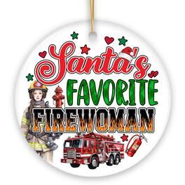 OrnamentallyYou - Santas Favorite Firewoman Ornament Artistic Christmas Appreciation Keepsake - Multi-colored