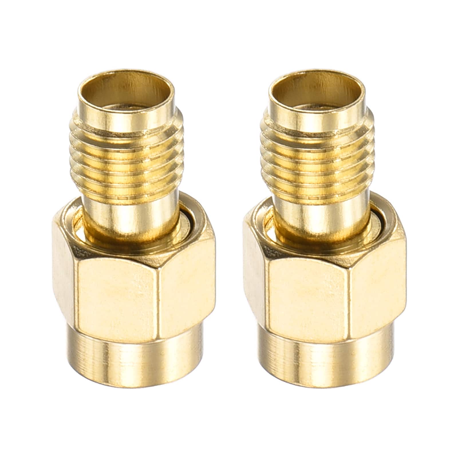 Unique Bargains - 2pcs SMA Straight Adapter RP-SMA Male to Female 50 Ohm for RF Interconnect - Gold