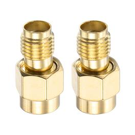 Unique Bargains - 2pcs SMA Straight Adapter RP-SMA Male to Female 50 Ohm for RF Interconnect - Gold