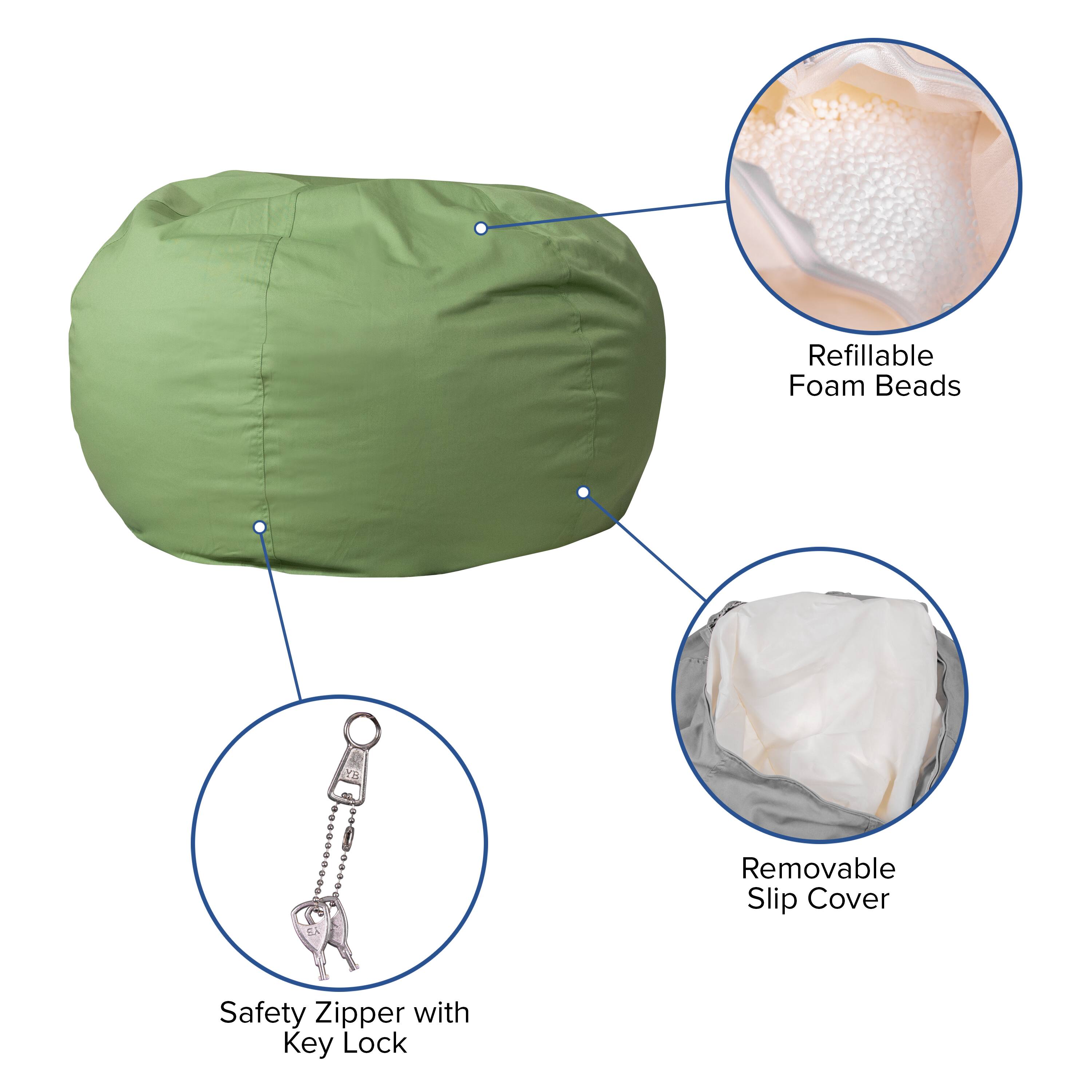 Alt View 11. Alamont Home - Oversized Bean Bag Chair for Kids and Adults - Green.