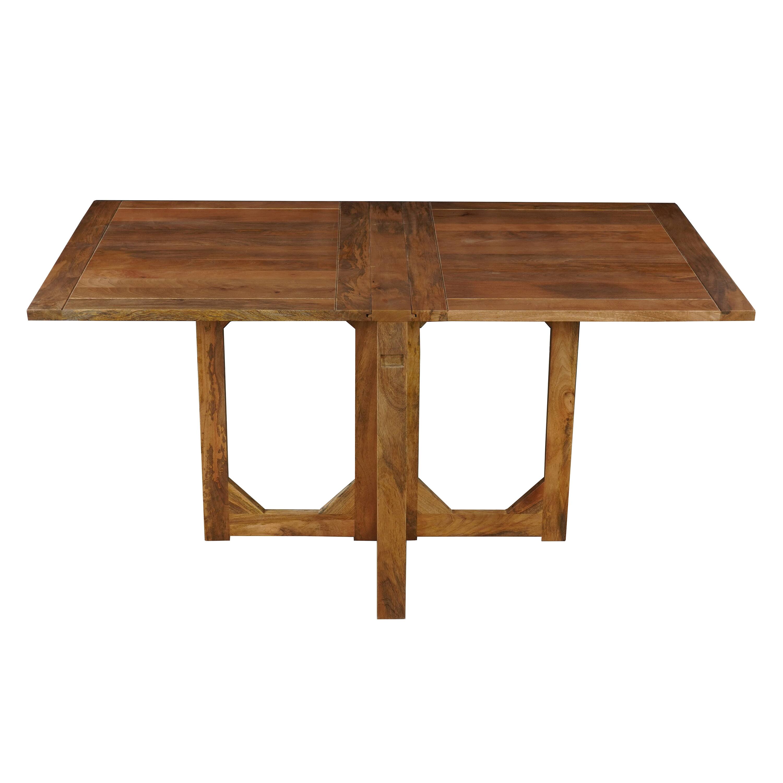 Alt View 1. Manhattan Lane - 62 Inch Rectangular Dining Table, Handcrafted Natural Mango Wood with Magnetic Catchers - Brown.