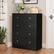 Front. Winado - Modern Wood 5 Drawer Dresser Chest of Drawer Nightstand Anti-Tipping Device Metal Handle for Bedroom Living Room Hallway - Black.