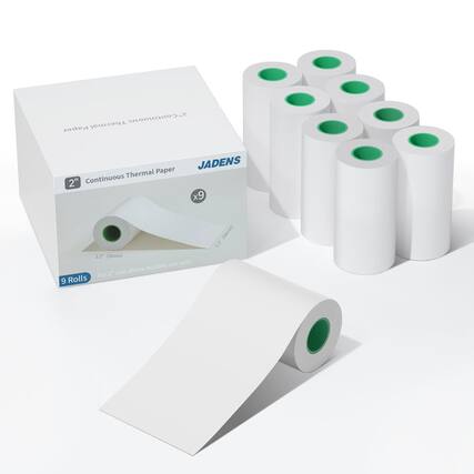 JADENS
2" Continuous Thermal Paper
x9
12" (300mm)
9 Rolls
For 2" and above models use only