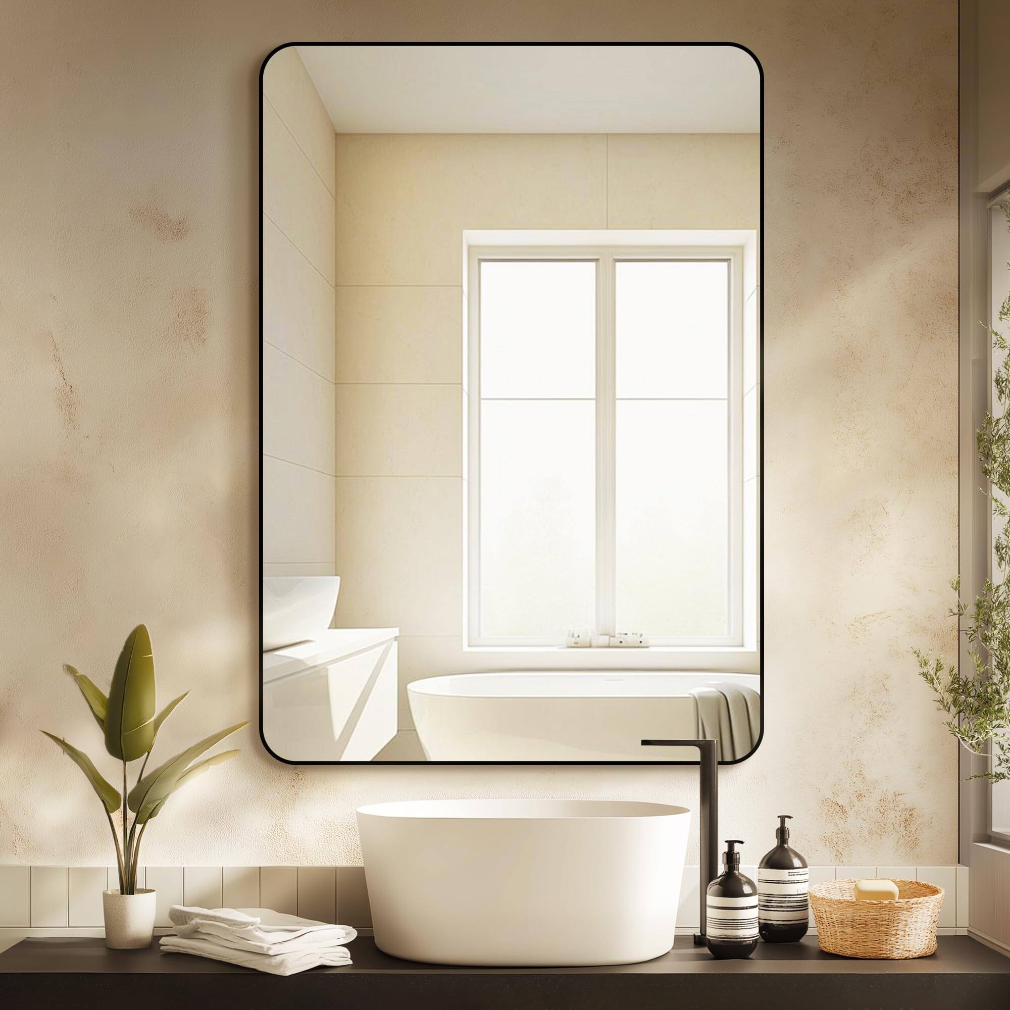 Alt View 2. Skar Audio - Bathroom Framed For Over Sink High definition Vanity Versatile Hangs Horizontally Or Vertically 40x28 - Rect Black 50"L x 30"W.