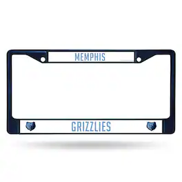 Rico Industries - Memphis Grizzlies Chrome Metal (Navy Painted) License Plate Frame - Multi