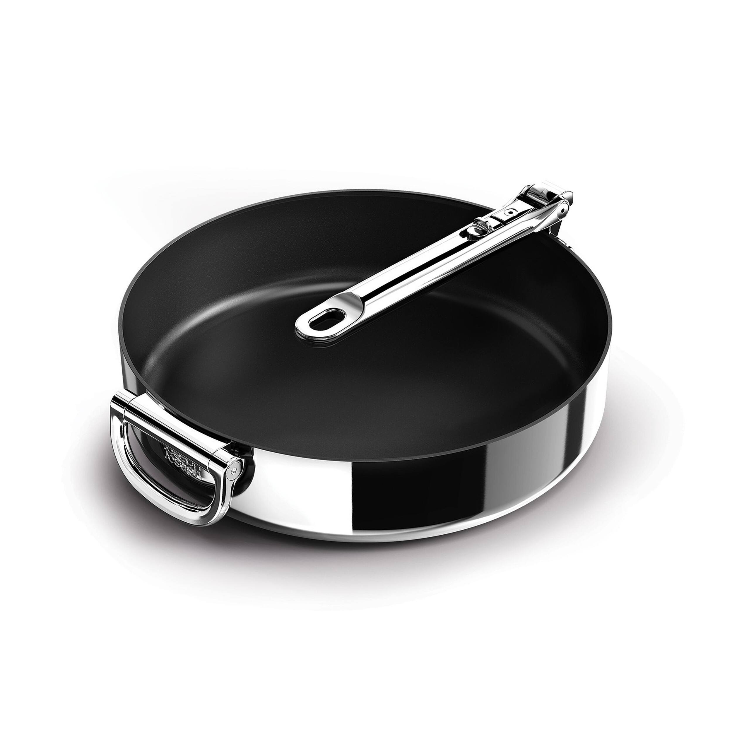 Alt View 1. Joseph Joseph - Space Steel 11'' Ceramic Non-stick Frying Pan with Folding Handle - Stainless Steel.