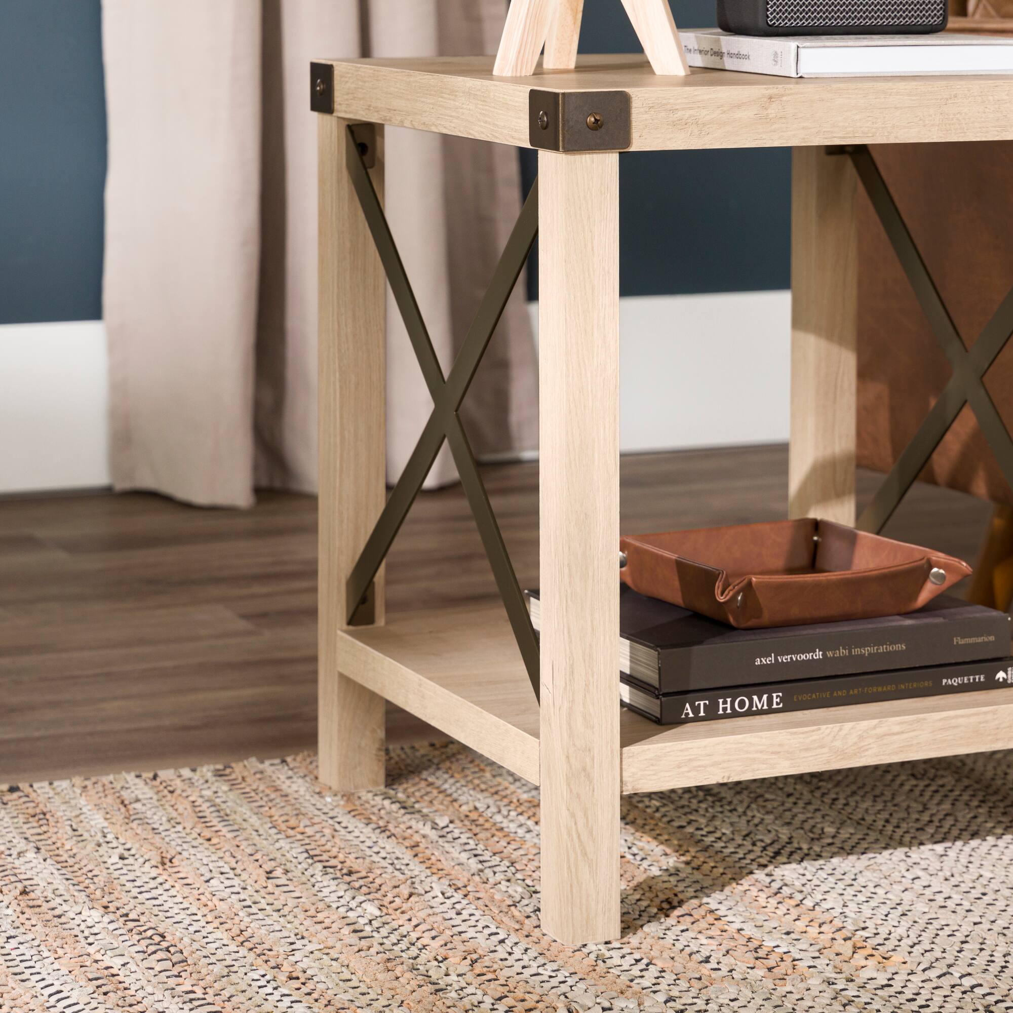 Alt View 13. Walker Edison - Farmhouse Metal Accent Side Table - White Oak.