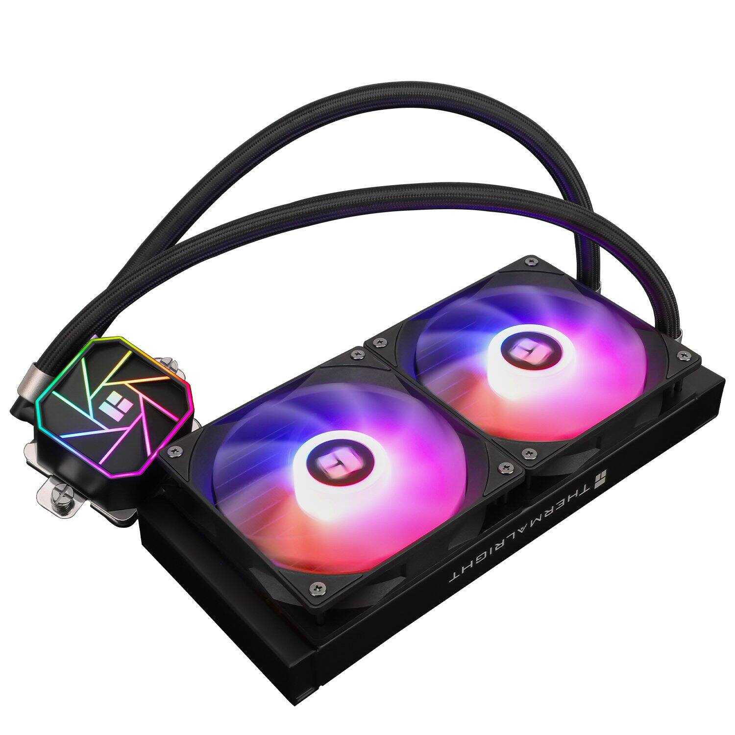 Left. Thermalright - Aqua Elite 240 V3 TL-C12B-S V2x2 PWM Fans, for AMD/AM4/AM5, Intel LGA1150/1151/1200/2011/1700, Liquid CPU Aio Cooler - Black.